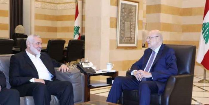 دیدارهای رهبر حماس با مقامات رسمی لبنان